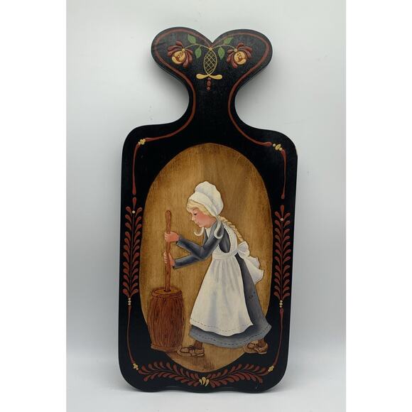 Vtg Hand Painted Signed Decorative Bread Board Wall Hanging 1980 Farmhouse - Picture 4 of 6